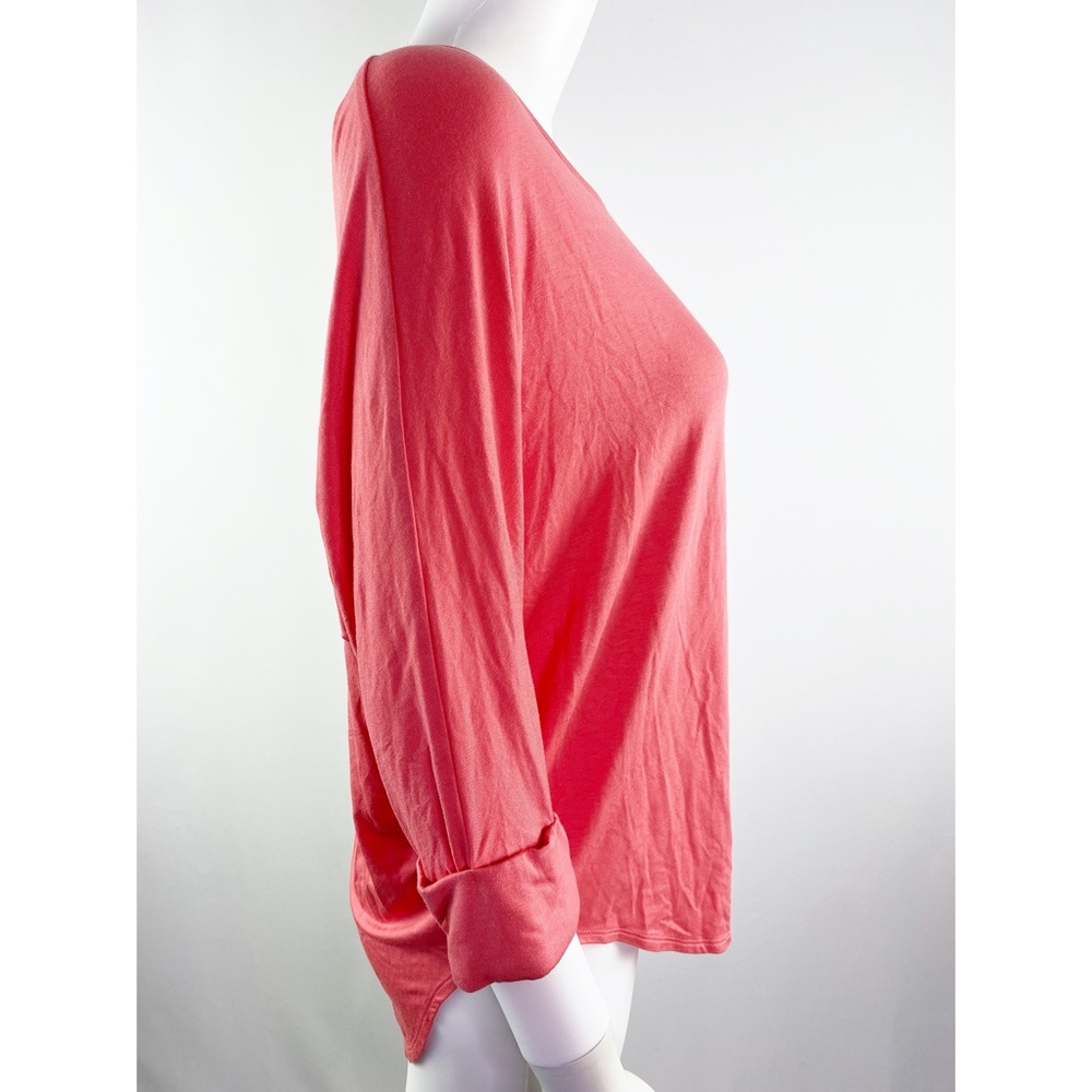 NEW Chaser Coral Pink Shirttail Top Rolltab Sleeve - Picture 5 of 7